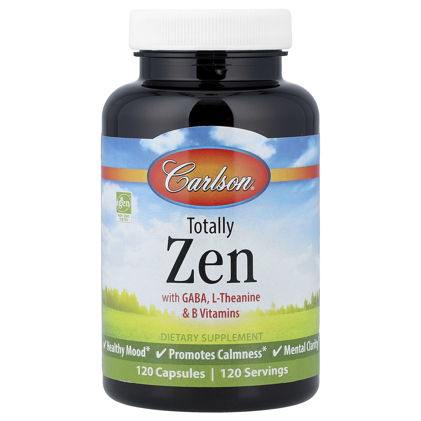 L-теанин Carlson Totally Zen with GABA L-Theanine & B Vitamins, 120 капсул