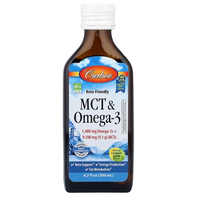 Омега-3 Carlson MCT &, вкус Natural Lemon Lime, 200 мл