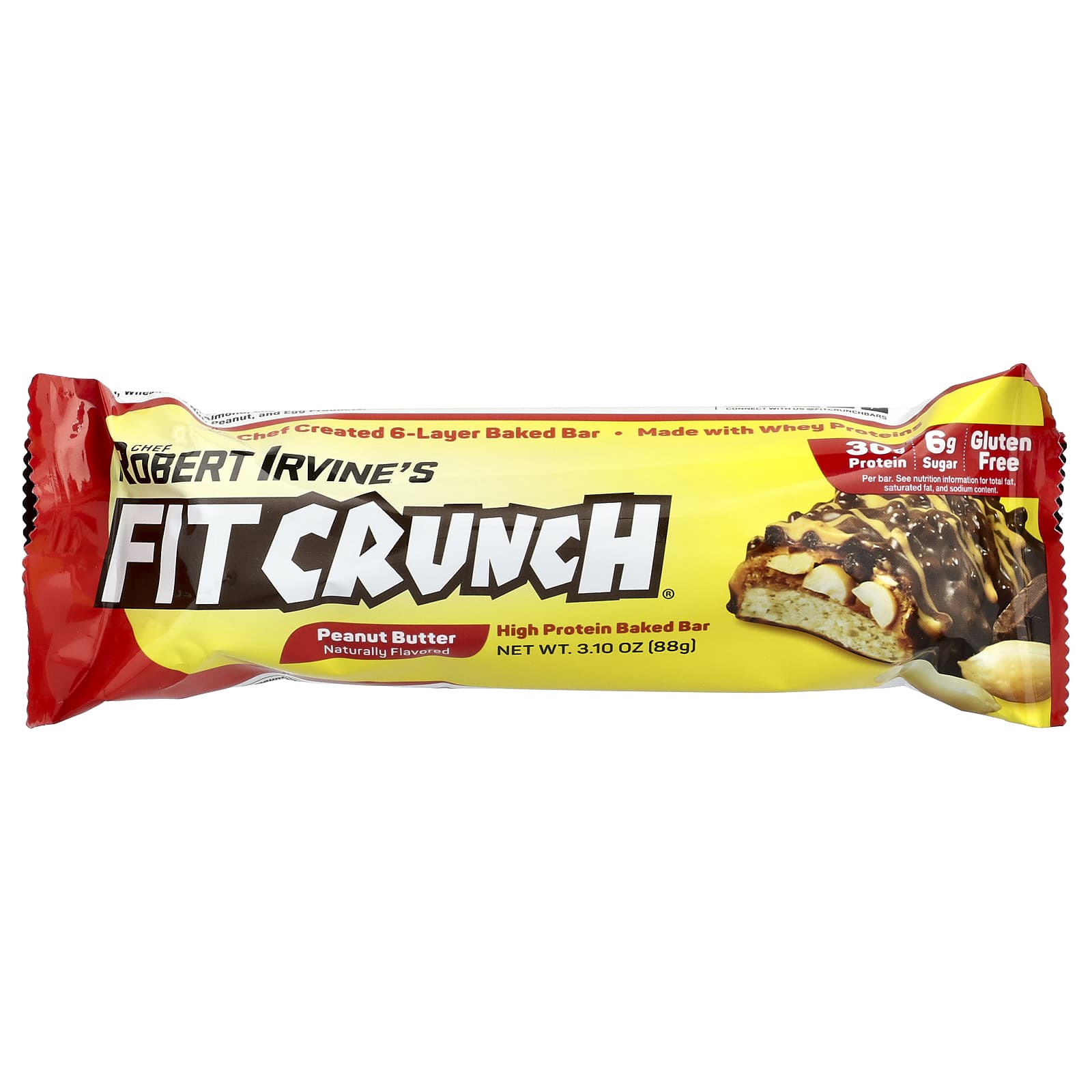 Арахисовая паста FITCRUNCH High Protein Baked Bar, 88 г, 12 шт., батончик