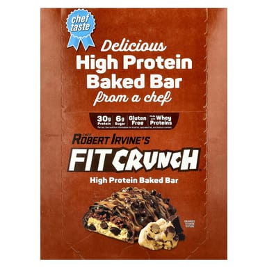 Шоколад FITCRUNCH High Protein Baked Bar, вкус Chocolate Chip Cookie Dough, 88 г, 12 шт., батончик