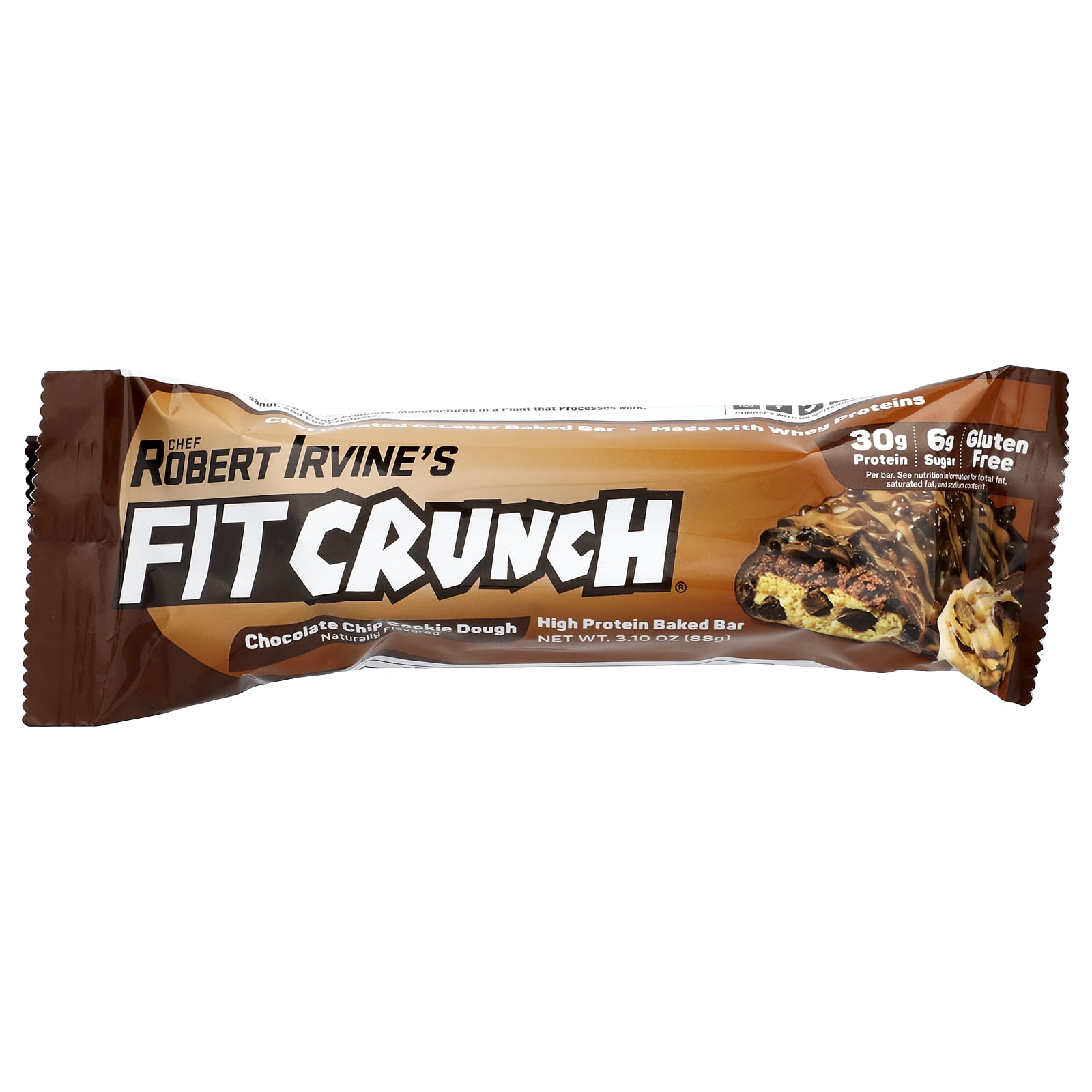 Шоколад FITCRUNCH High Protein Baked Bar, вкус Chocolate Chip Cookie Dough, 88 г, 12 шт., батончик — фото 3