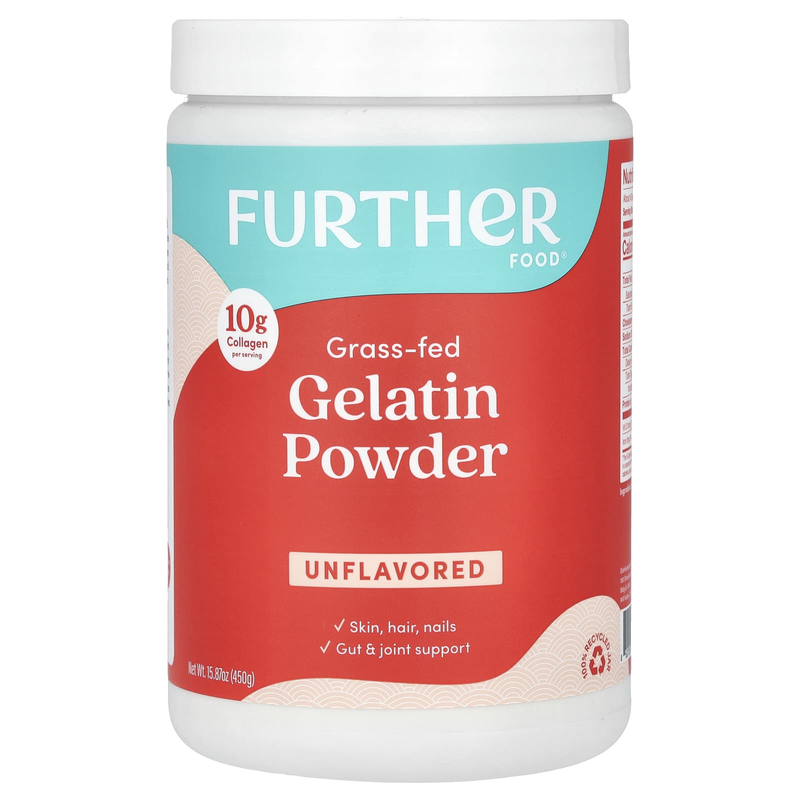 Порошок Further Food Grass-Fed Gelatin, без вкуса, 450 г
