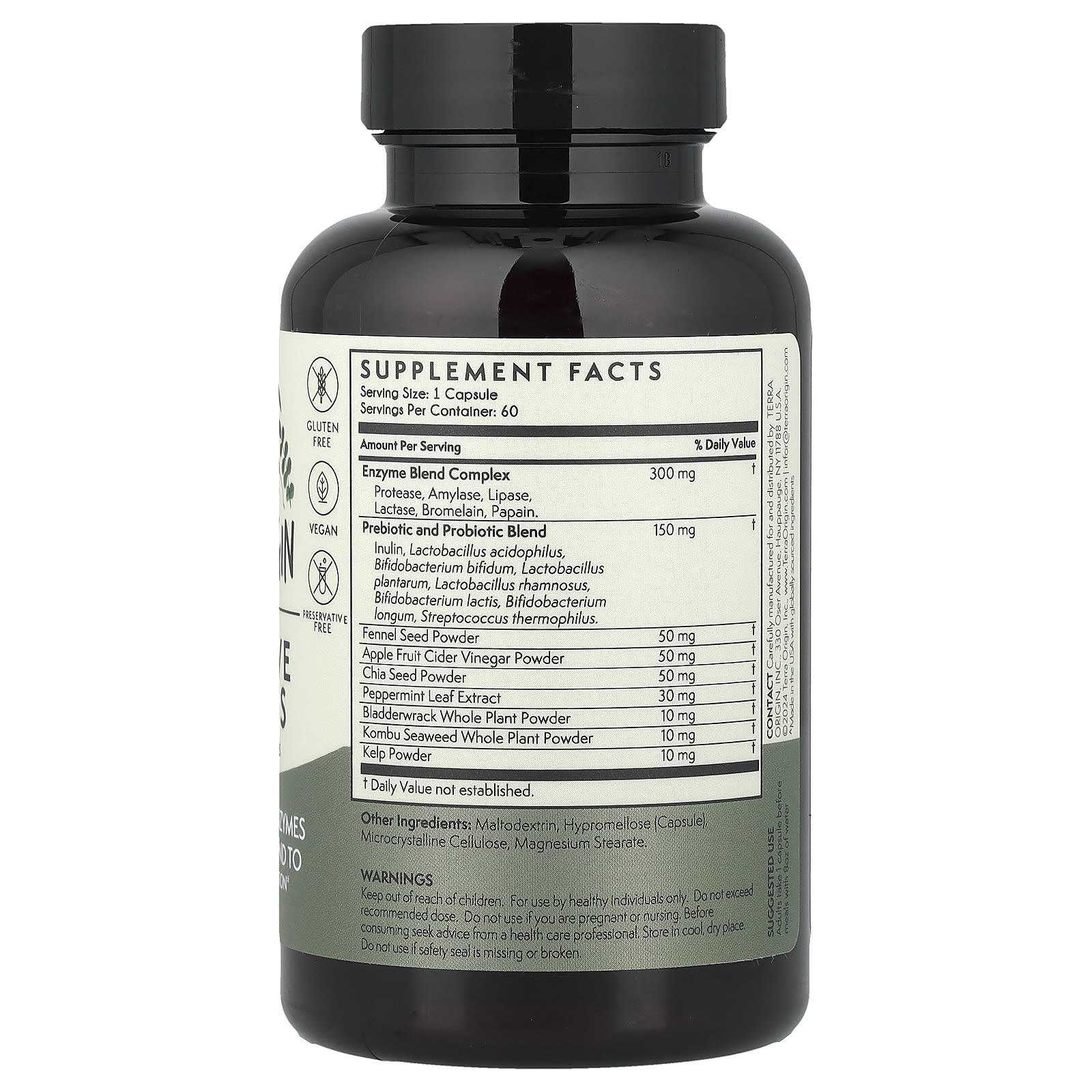 Пищеварительные ферменты Terra Origin Healthy, 60 растительных капсул — фото 2