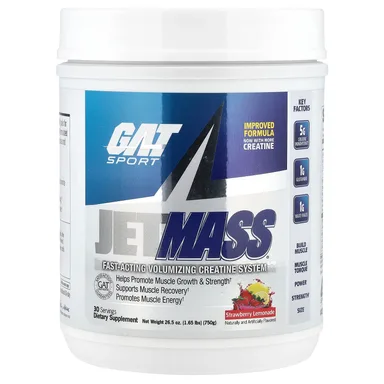 Фото товара: Креатин GAT JetMASS® Fast-Acting Volumizing System, вкус «клубничный лимонад», 750 г