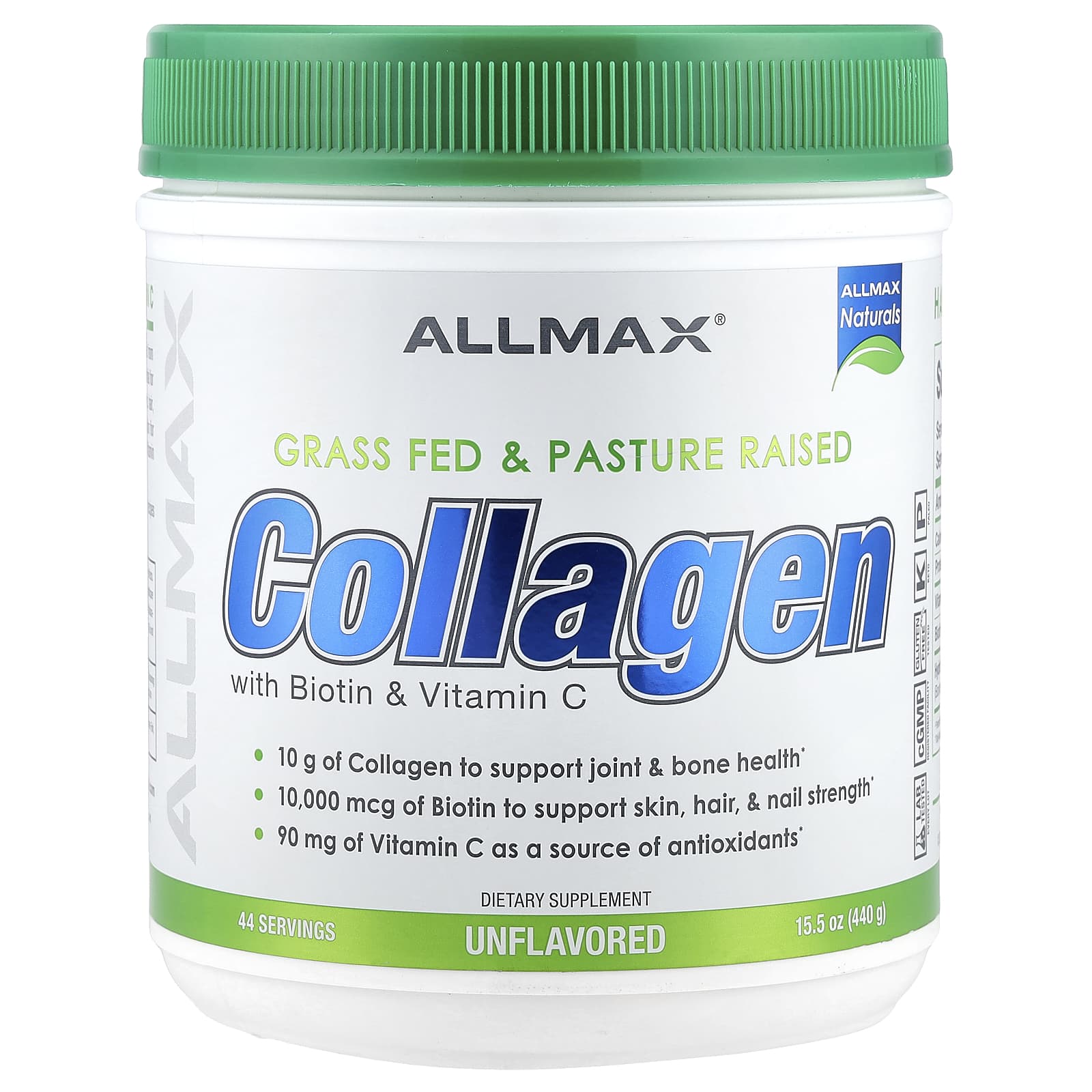 Витамин C ALLMAX Collagen with Biotin &, без вкуса, 440 г