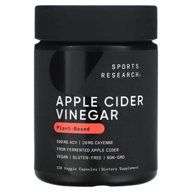 Яблочный уксус Sports Research, вкус Apple Cider Vinegar, 120 растительных капсул