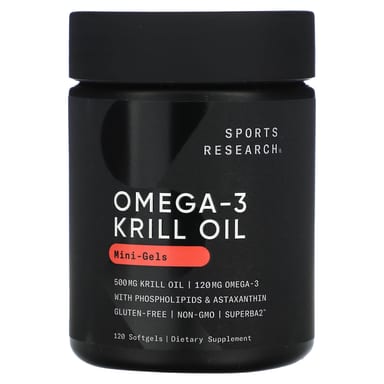 Масло криля Sports Research Omega-3 Mini-Gels, 500 мг, 120 мягких капсул