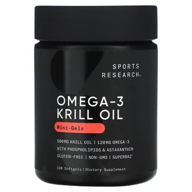 Фото товара: Масло криля Sports Research Omega-3 Mini-Gels, 500 мг, 120 мягких капсул