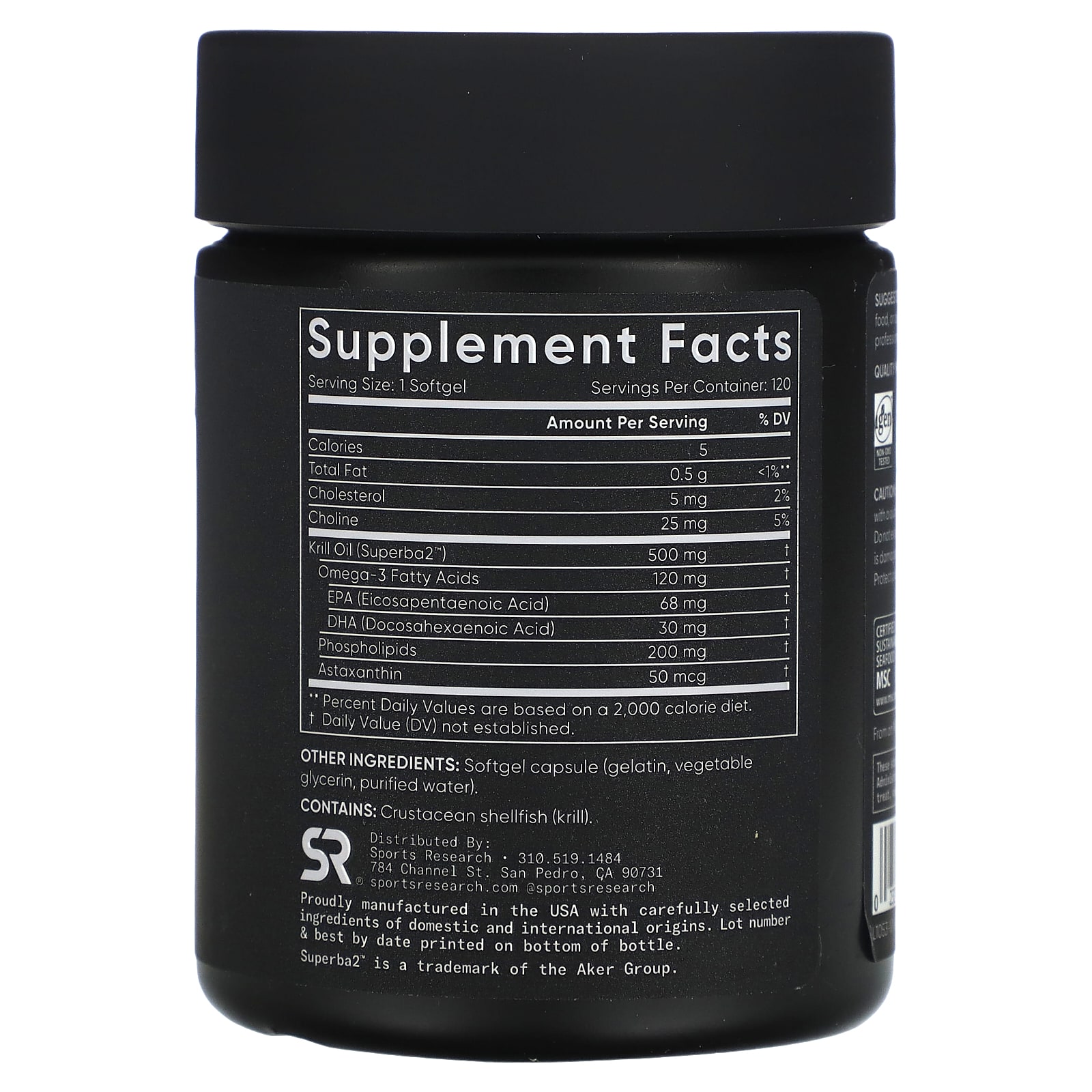 Масло криля Sports Research Omega-3 Mini-Gels, 500 мг, 120 мягких капсул — фото 2