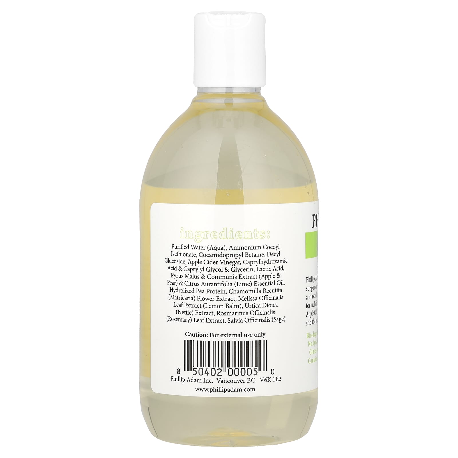 Яблочный уксус Phillip Adam Shampoo, вкус Apple Cider Vinegar, 355 мл — фото 2