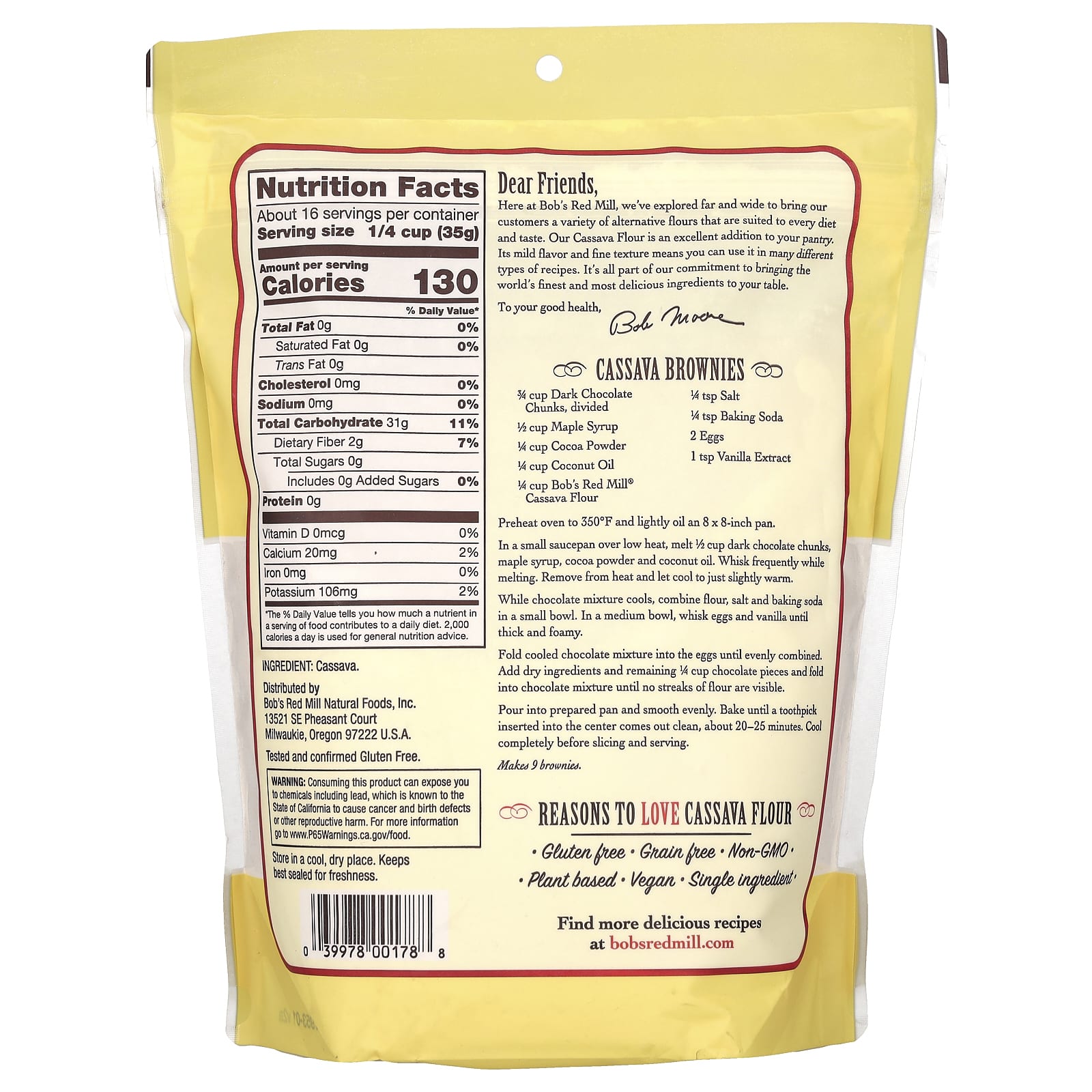 Мука Bob's Red Mill Cassava Grain Free, 567 г — фото 2