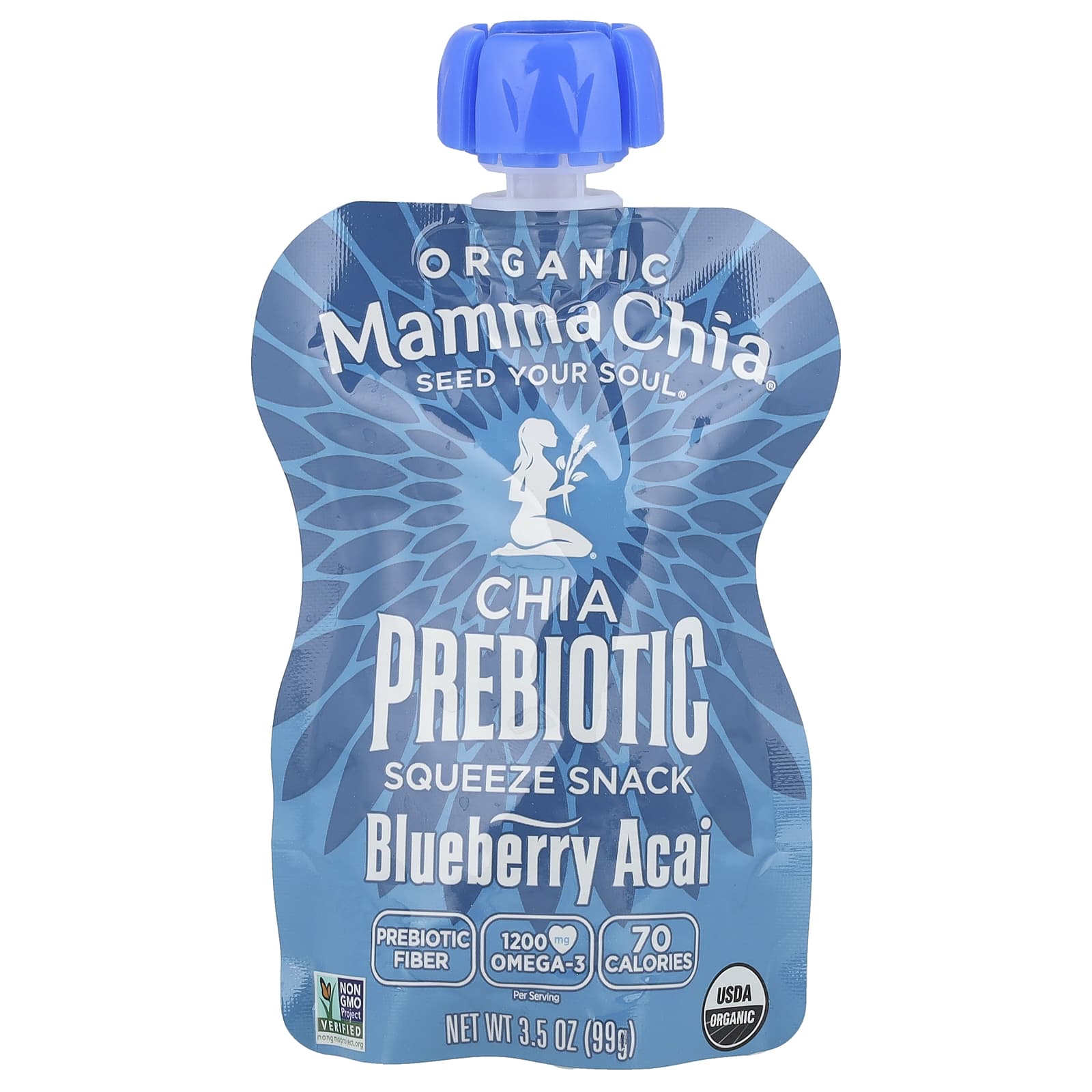 Пребиотик Mamma Chia Organic Chia Squeeze Snack 4 Squeezes, вкус Blueberry Acai, 99 г — фото 3
