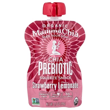 Пребиотик Mamma Chia Organic Chia Squeeze Snack, вкус Strawberry Lemonade, 99 г, набор из 4 шт.
