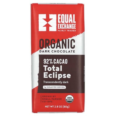 Темный шоколад Equal Exchange Total Eclipse 92% Cacao, вкус Organic Dark Chocolate, 80 г