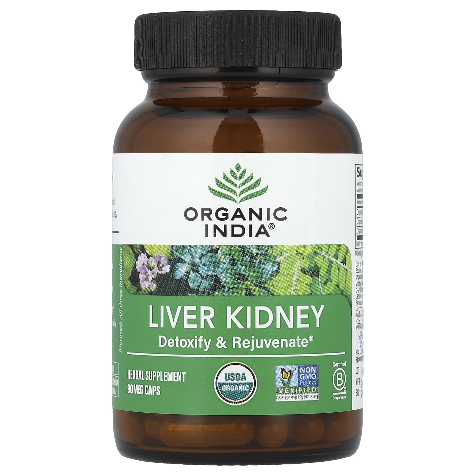 Печень и почки Organic India, 90 вегетарианских капсул