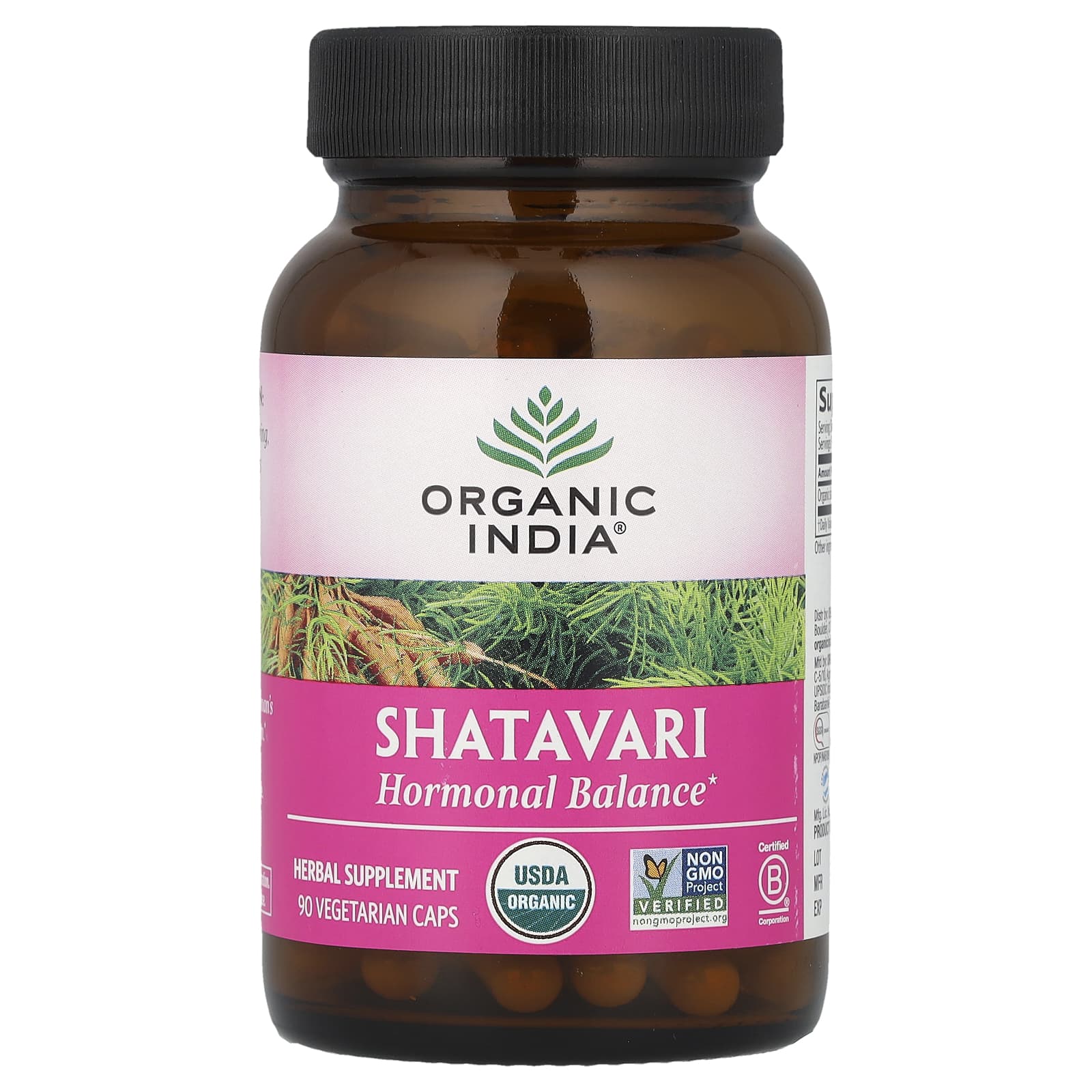 Шатавари Organic India, 90 вегетарианских капсул (400 мг на капсулу)
