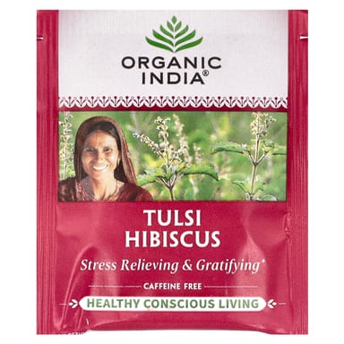 Чай Organic India Tulsi Hibiscus, без кофеина, оттенок 18 Infusion Bags, 36 г
