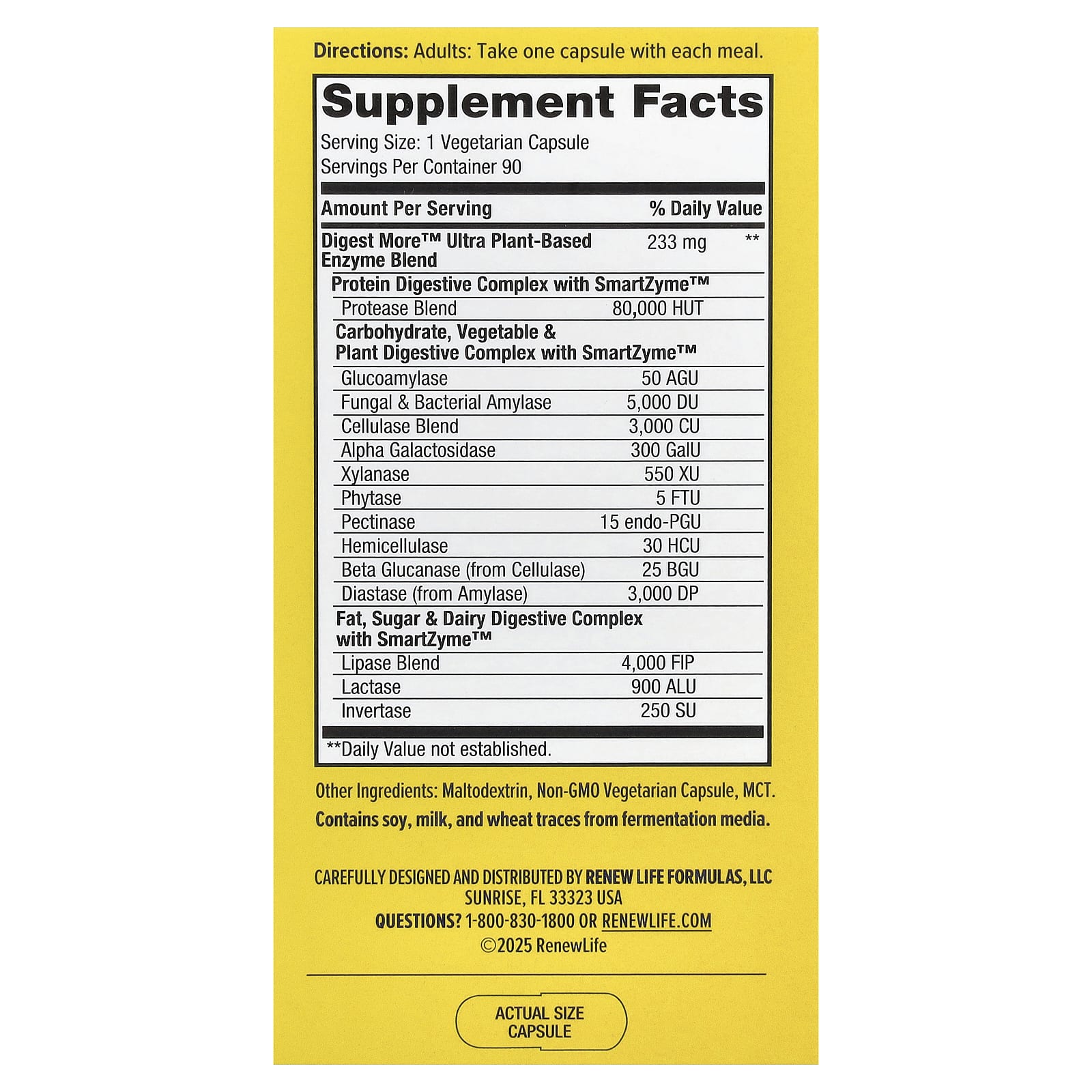 Ферменты Renew Life DigestMore™ Ultra Plant Based, 90 растительных капсул — фото 3