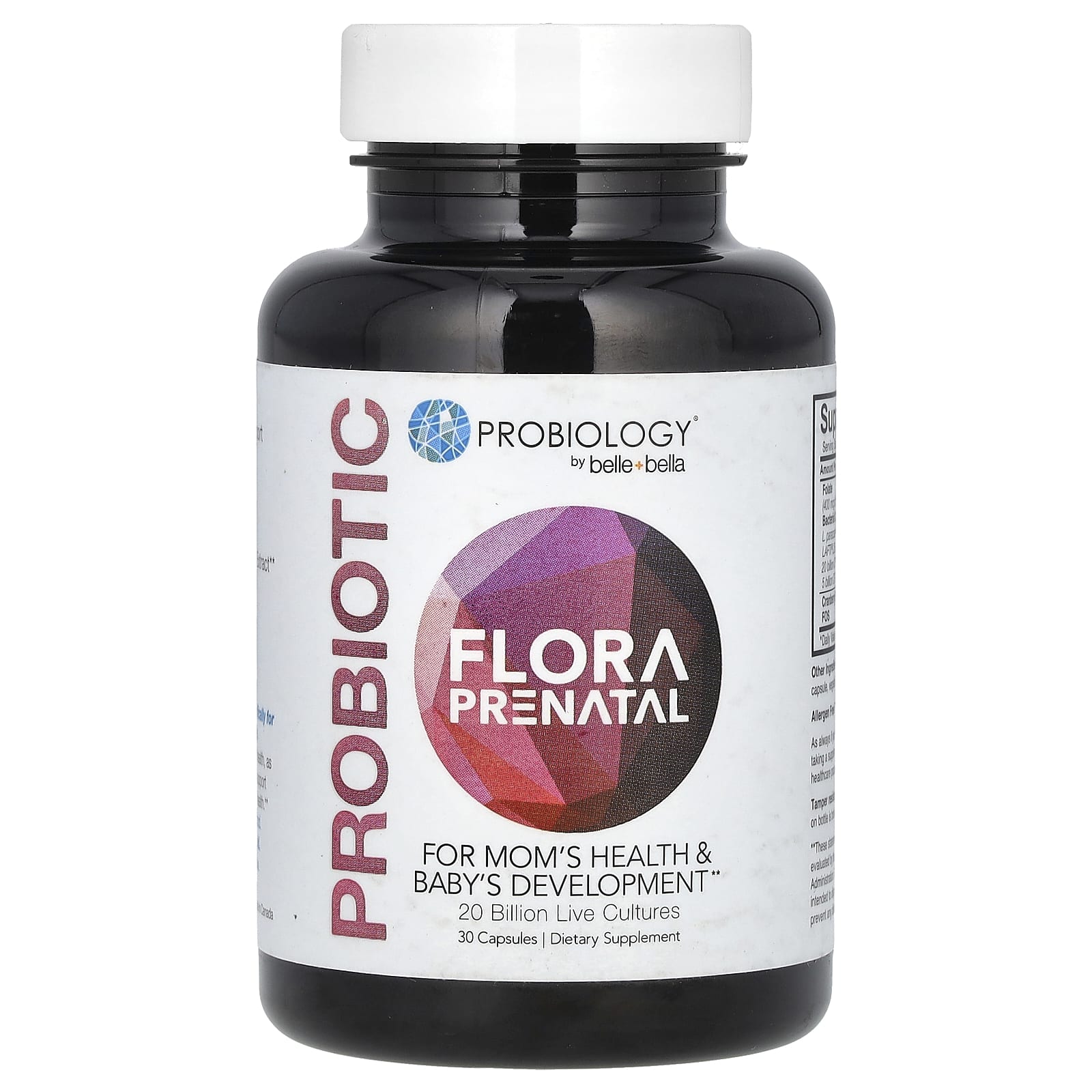 Пробиотик Belle+Bella Flora Prenatal, оттенок 20 Billion Live Cultures, 30 капсул