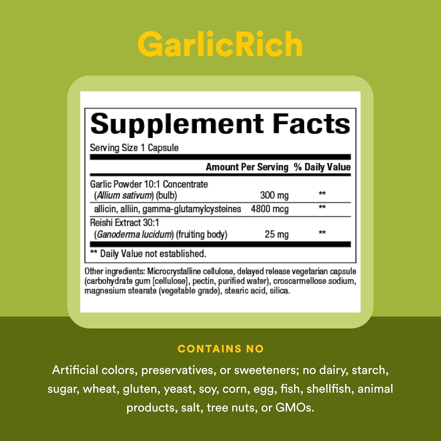 Рейши Natural Factors GarlicRich® Super Strength Garlic 120 Delayed Release, растительные капсулы — фото 3