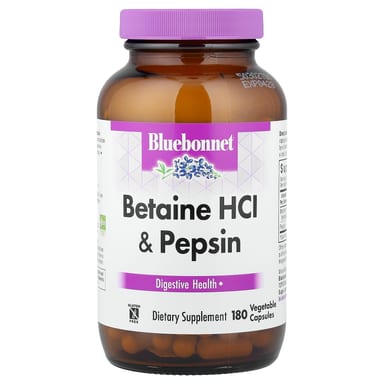 Бетаин HCl Bluebonnet Nutrition & Pepsin, 180 растительных капсул