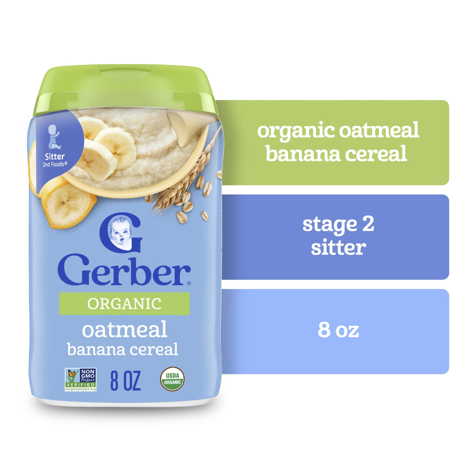 Овсянка Gerber Organic for Baby Grain & Grow™ 2nd Foods® Banana Cereal, 227 г — фото 3