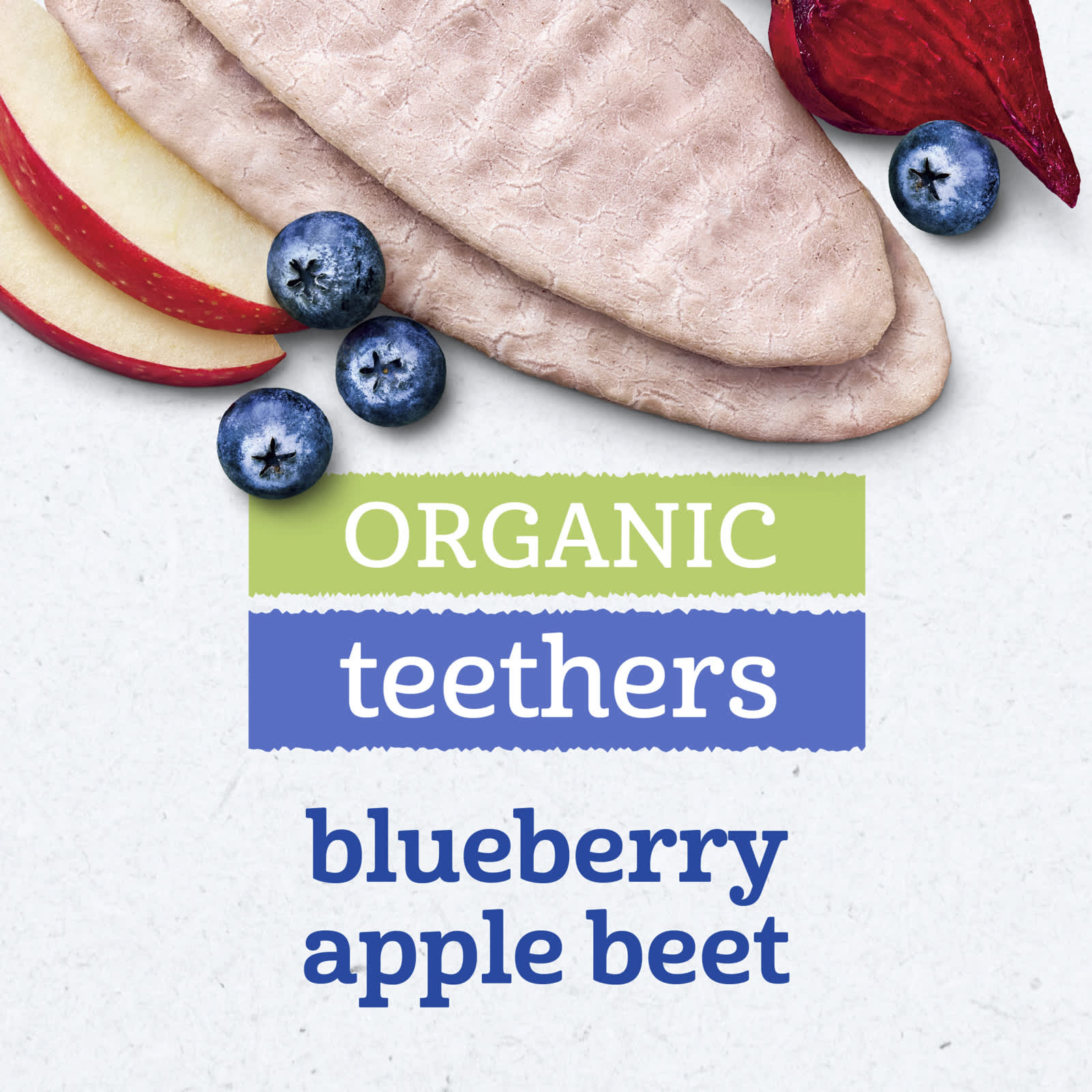 Вафли для прорезывания зубов Gerber Organic Teethers Gentle 7+ Months 12 Individually Wrapped 2-Packs, вкус Blueberry Apple Beet, 4 г — фото 2