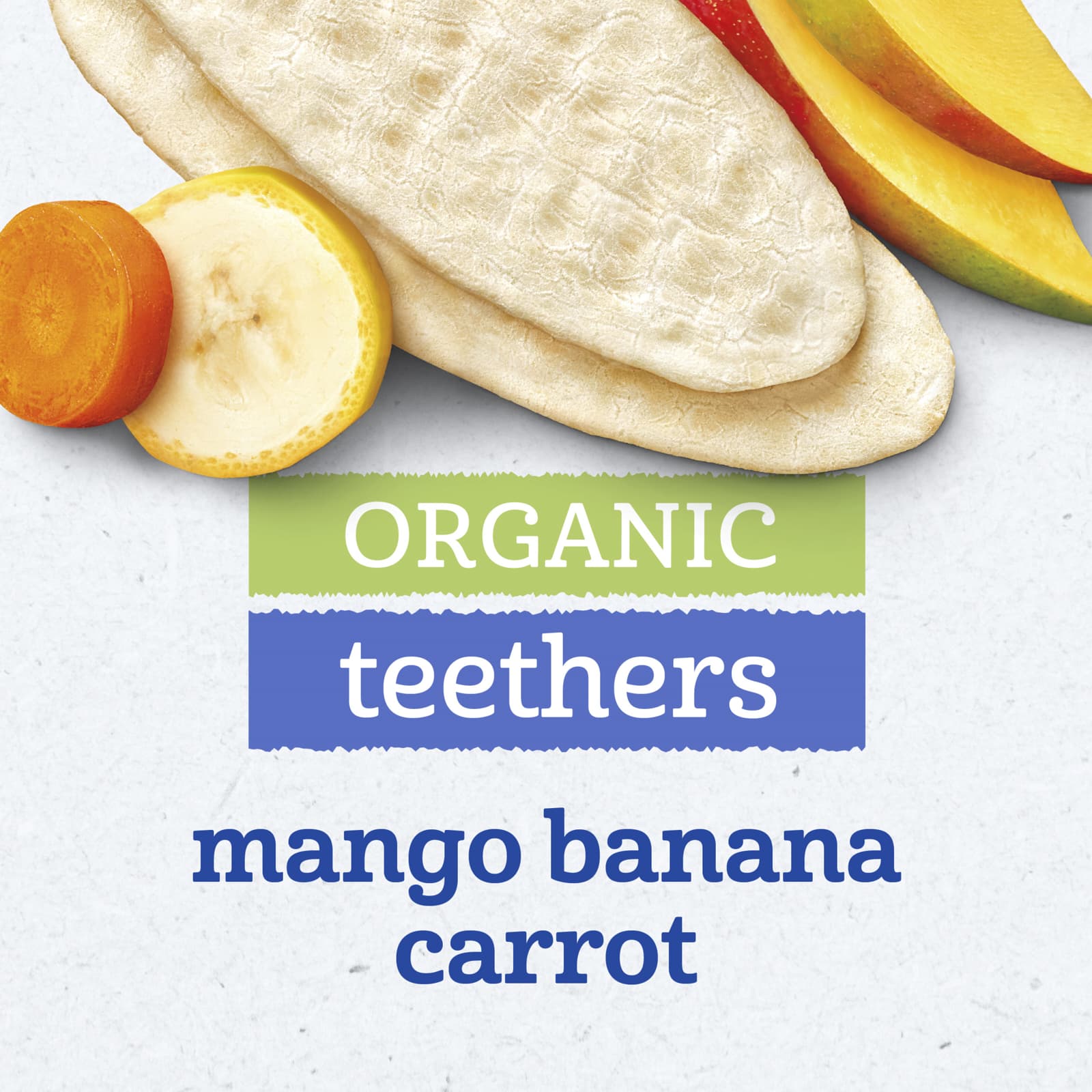 Вафли для прорезывания зубов Gerber Organic Teethers Gentle 7+ Months 12 Individually Wrapped 2-Packs, вкус Mango Banana Carrot, 4 г — фото 5