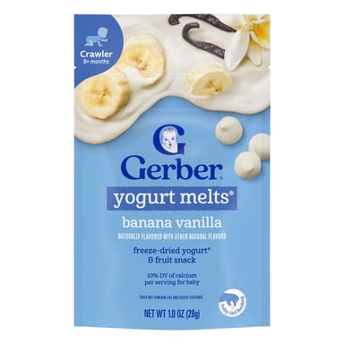 Йогуртовые снеки для малышей Gerber® 8+ Months, вкус Banana Vanilla, 28 г