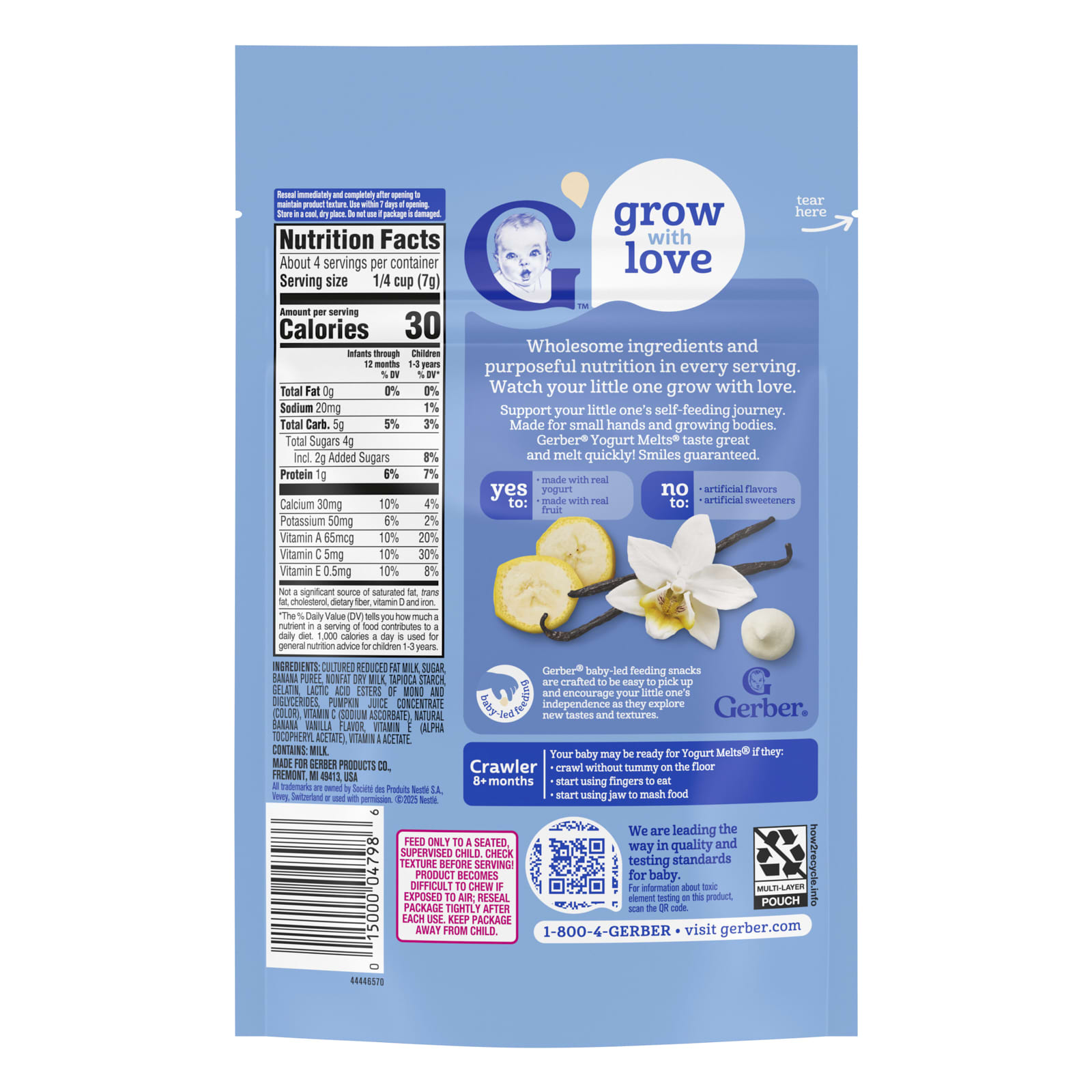 Йогуртовые снеки для малышей Gerber® 8+ Months, вкус Banana Vanilla, 28 г — фото 2