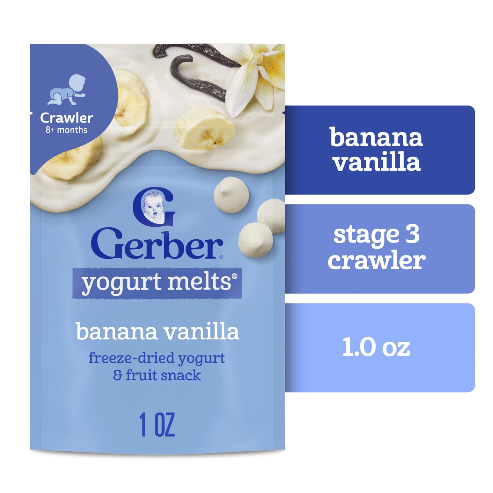 Йогуртовые снеки для малышей Gerber® 8+ Months, вкус Banana Vanilla, 28 г — фото 3