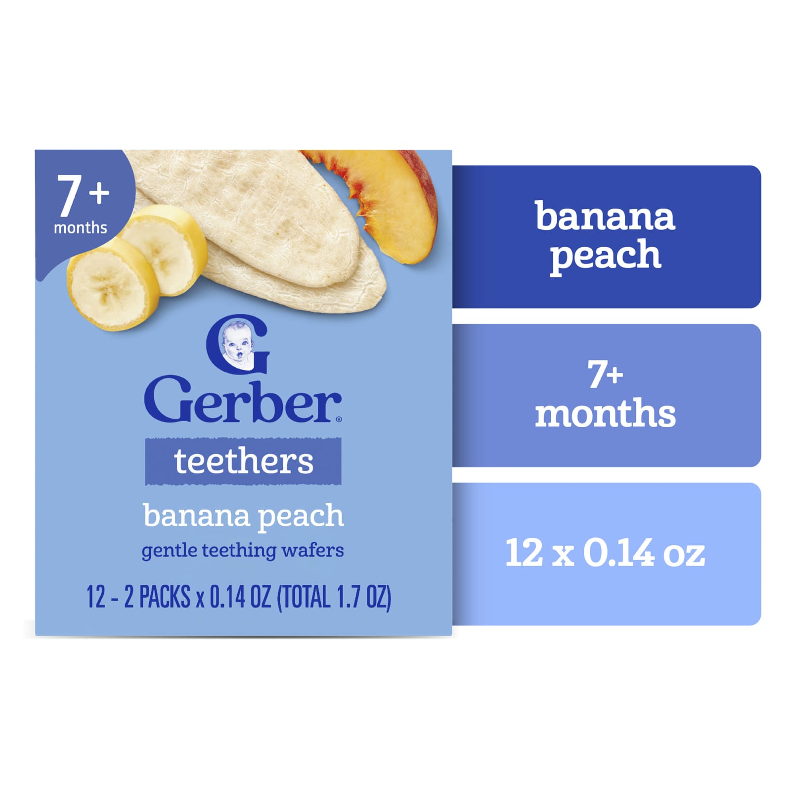 Вафли для прорезывания зубов Gerber Teethers Gentle 7+ Months Banana Peach 12 Individually Wrapped 2-Packs, 4 г — фото 3