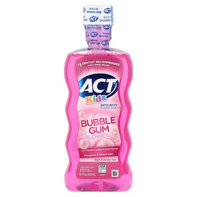 Детский ополаскиватель для полости рта с фтором ACT Bubble Gum Blowout® Sugar &, без спирта, 500 мл