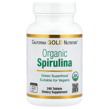 Спирулина California Gold Nutrition Organic, 500 мг, 240 таблеток