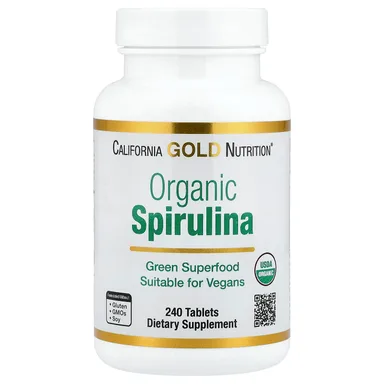 Фото товара: Спирулина California Gold Nutrition Organic, 500 мг, 240 таблеток
