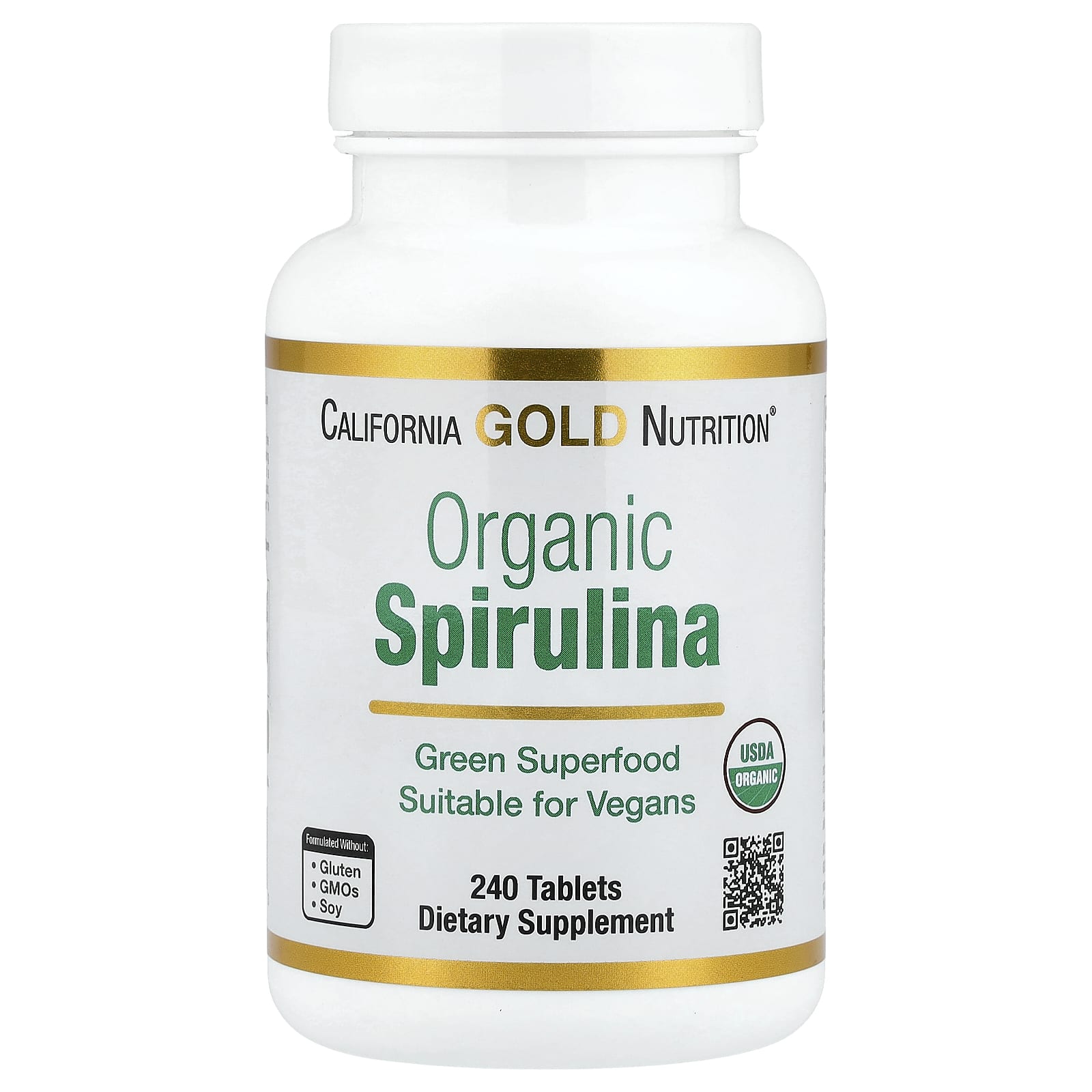 Спирулина California Gold Nutrition Organic, 500 мг, 240 таблеток — фото 2