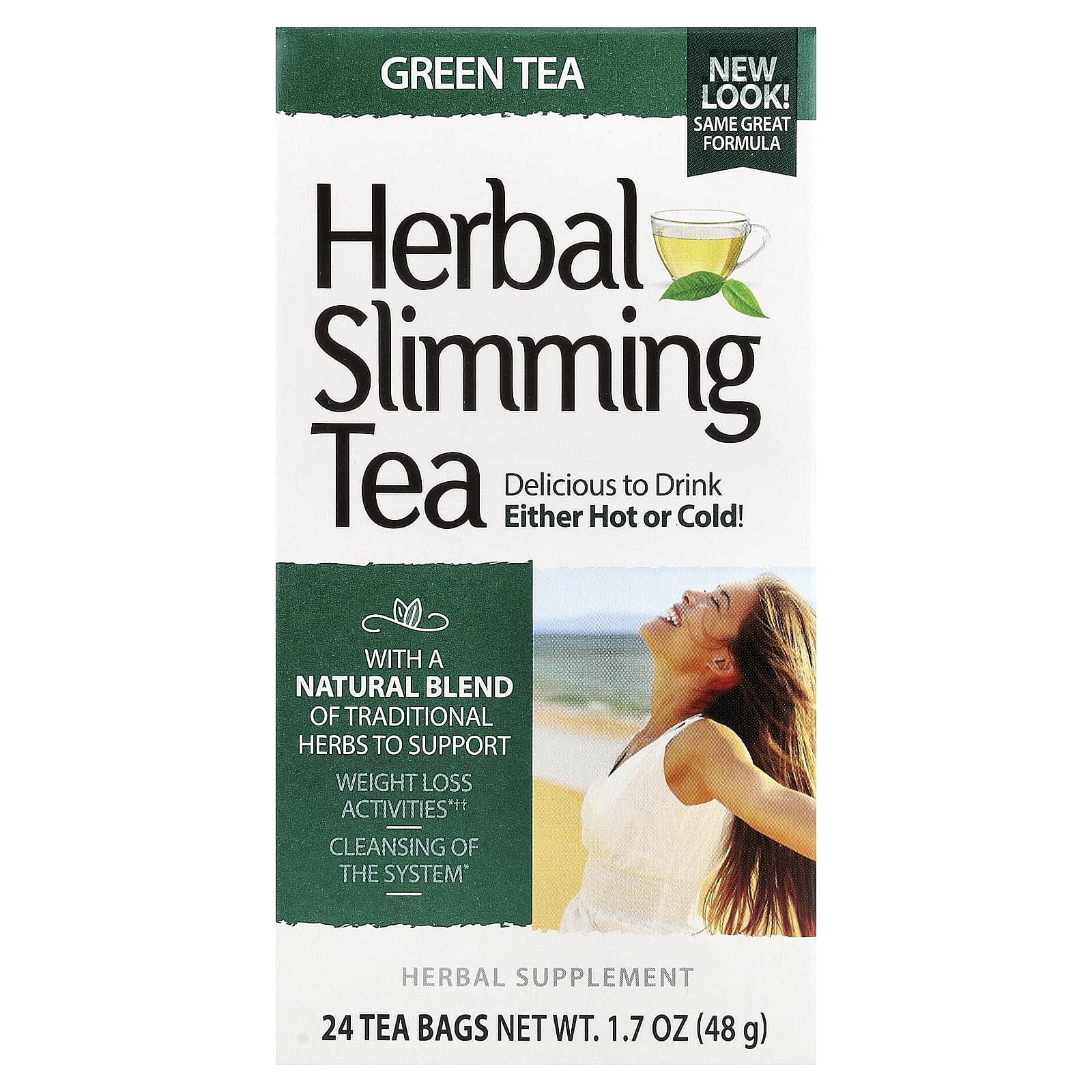 Зеленый чай 21st Century Herbal Slimming Tea 24 Tea Bags, 48 г, чайные пакетики — фото 8