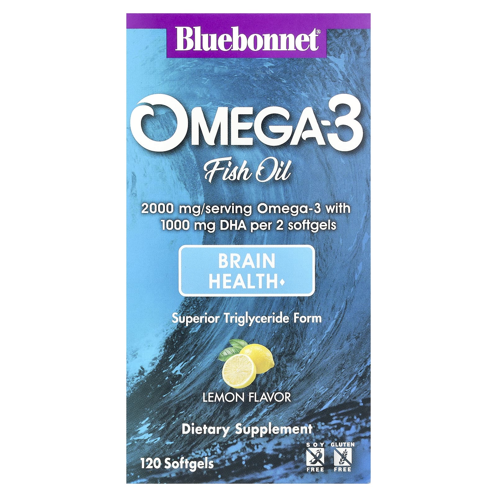 Рыбий жир Bluebonnet Nutrition Omega-3, вкус Lemon, 120 мягких капсул — фото 2
