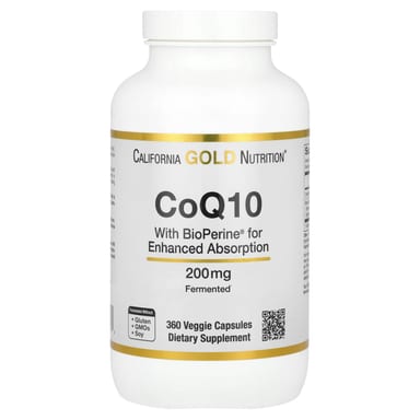Коэнзим Q10 California Gold Nutrition with Bioperine® Black Pepper Extract, 200 мг, 360 растительных капсул