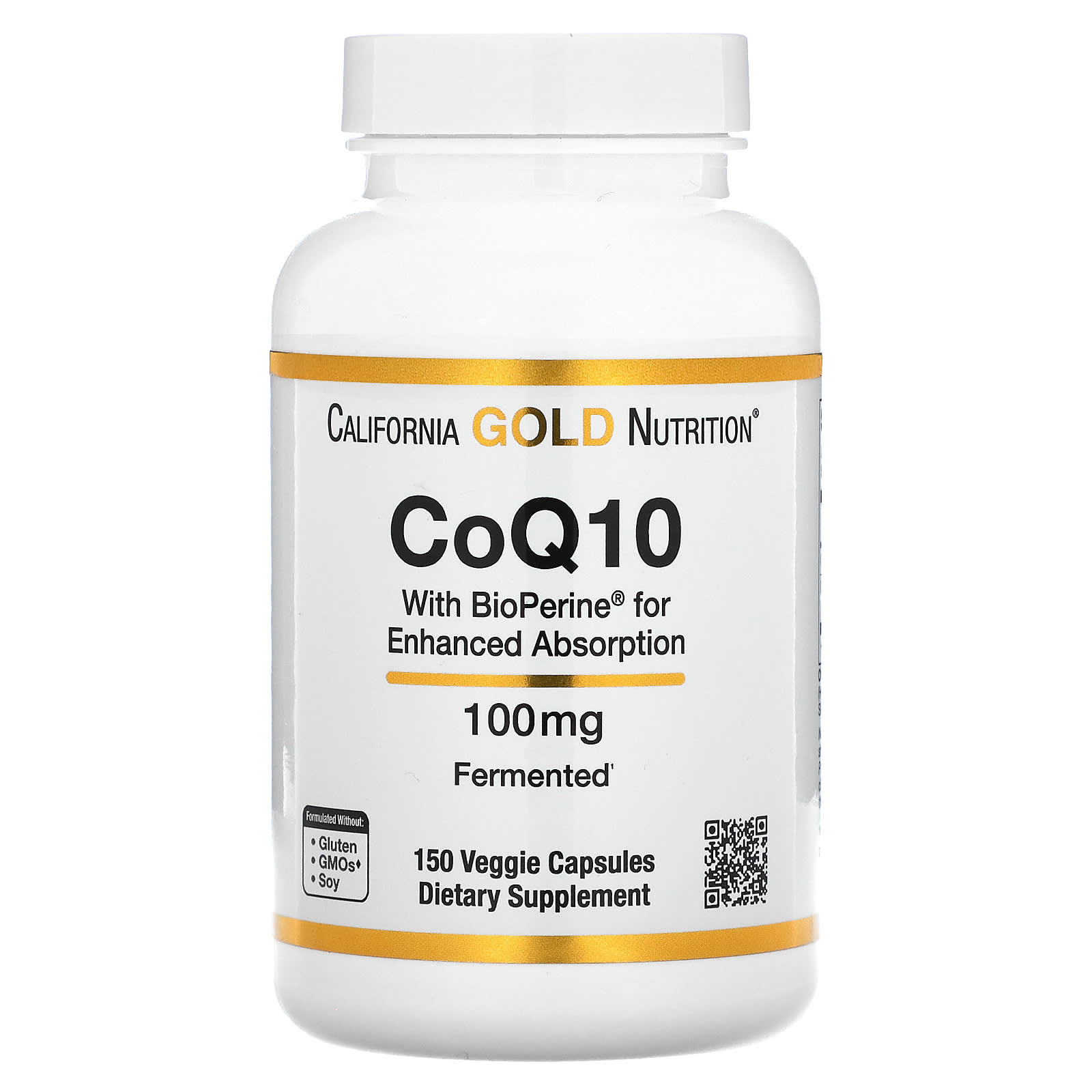 Коэнзим Q10 California Gold Nutrition Ubiquinone USP with Bioperine® Black Pepper Extract Enhanced Bioavailability, 100 мг, 150 растительных капсул — фото 2