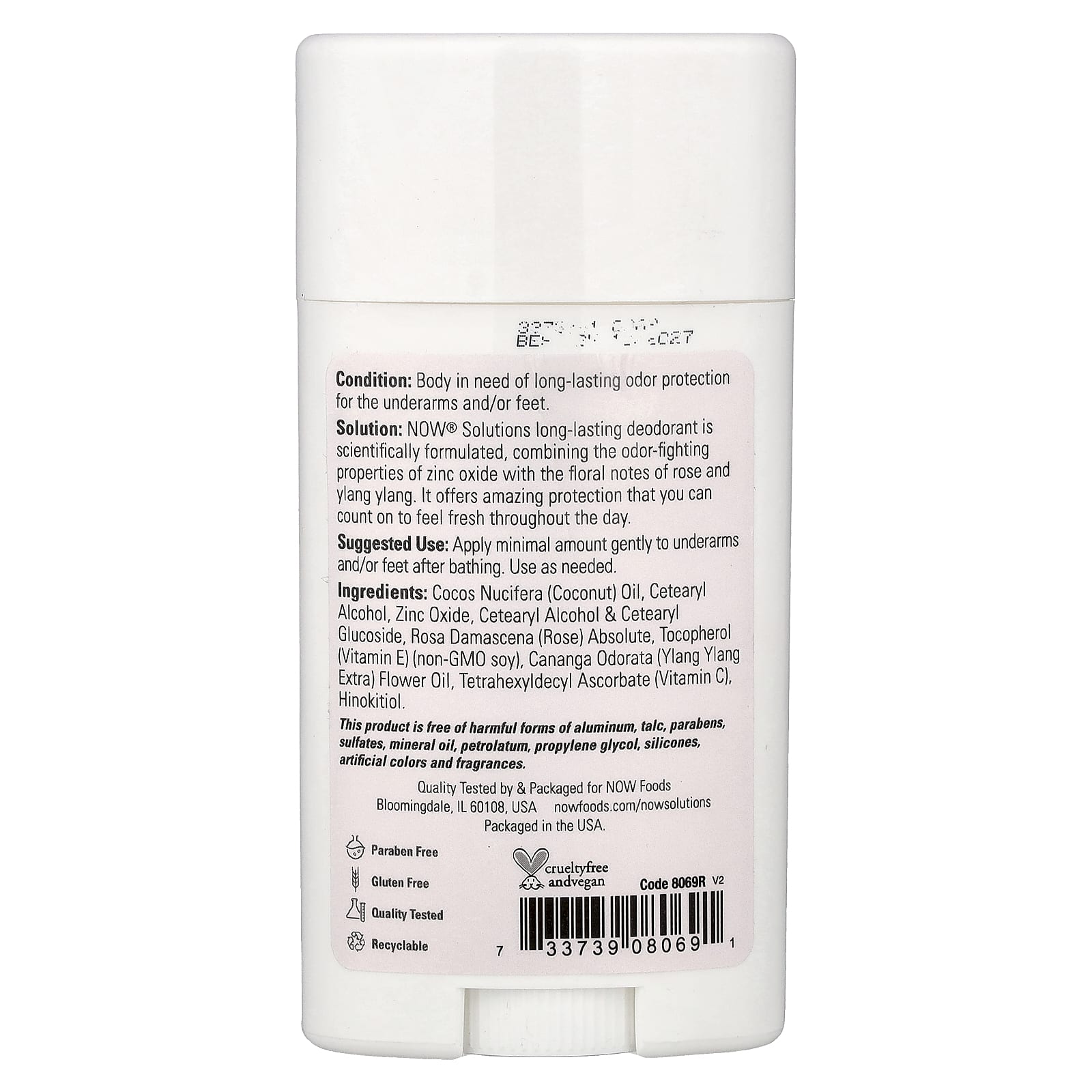 Дезодорант NOW Foods Solutions Long-Lasting Rose Ylang Ylang, 62 г — фото 2