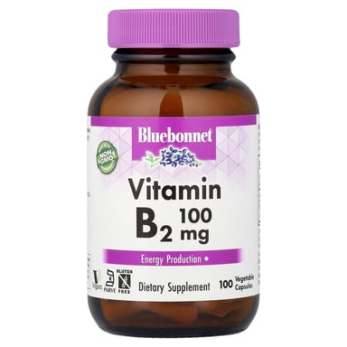 Витамин B2 Bluebonnet Nutrition, 100 мг, 100 растительных капсул
