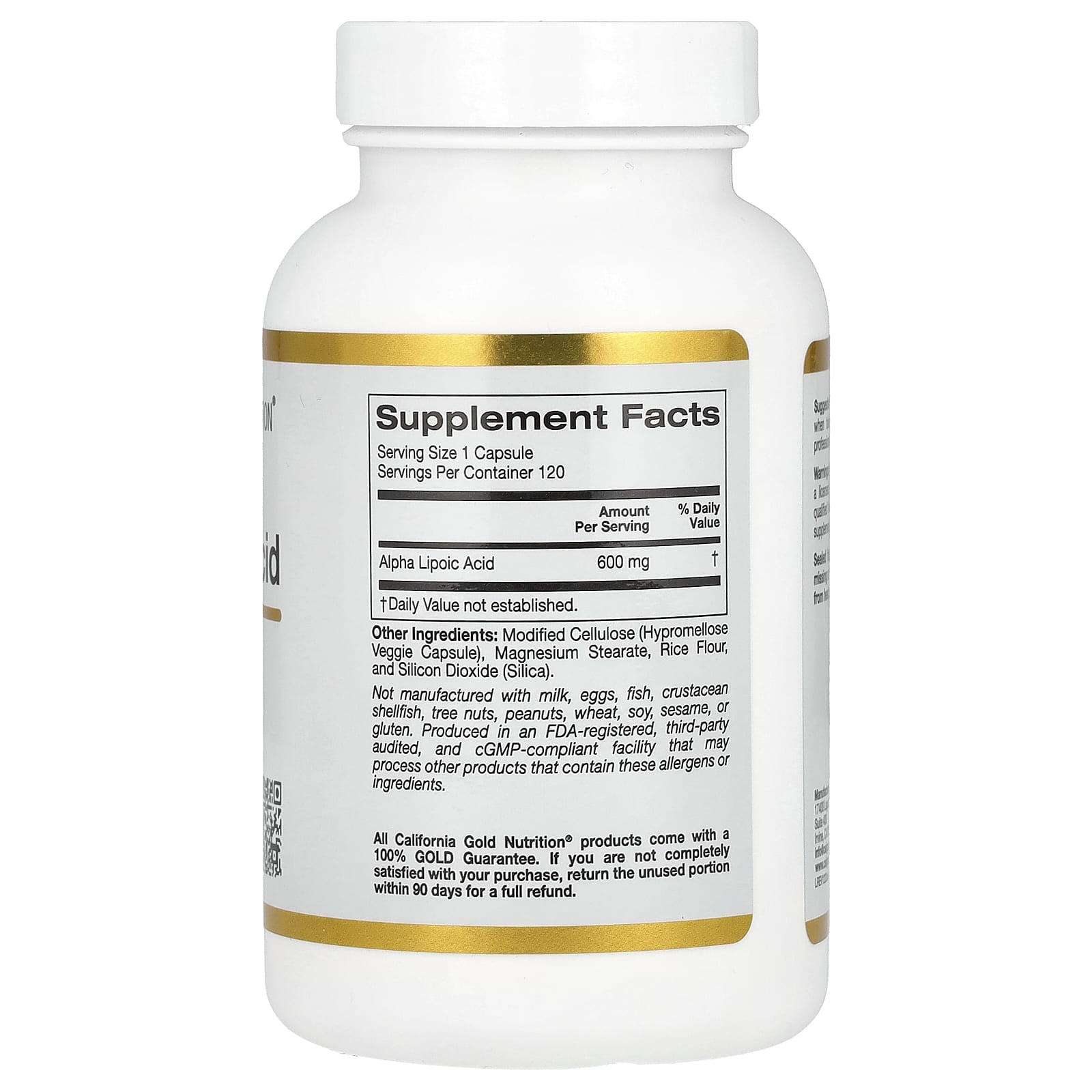 Альфа-липоевая кислота California Gold Nutrition, 600 мг, 120 растительных капсул — фото 4