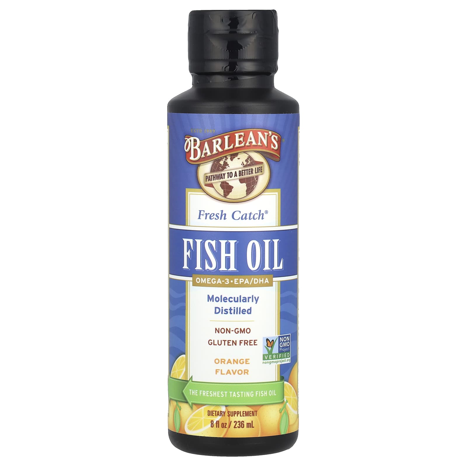 Рыбий жир Barlean's Fresh Catch® Omega-3 EPA/DHA, вкус Orange, 236 мл, масло