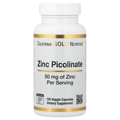Цинк California Gold Nutrition Picolinate 120 Veggie Capsules, 50 мг