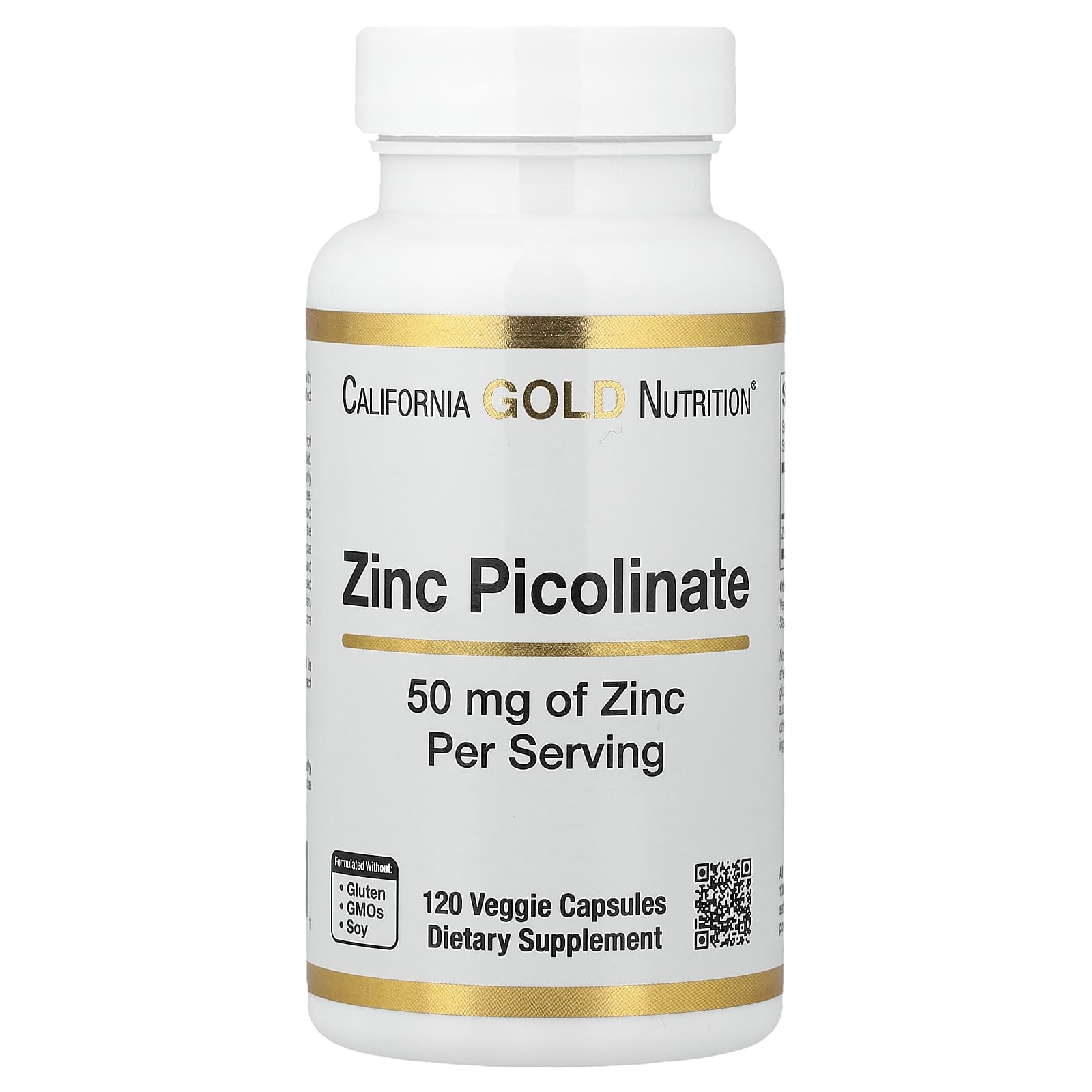Цинк California Gold Nutrition Picolinate 120 Veggie Capsules, 50 мг — фото 2