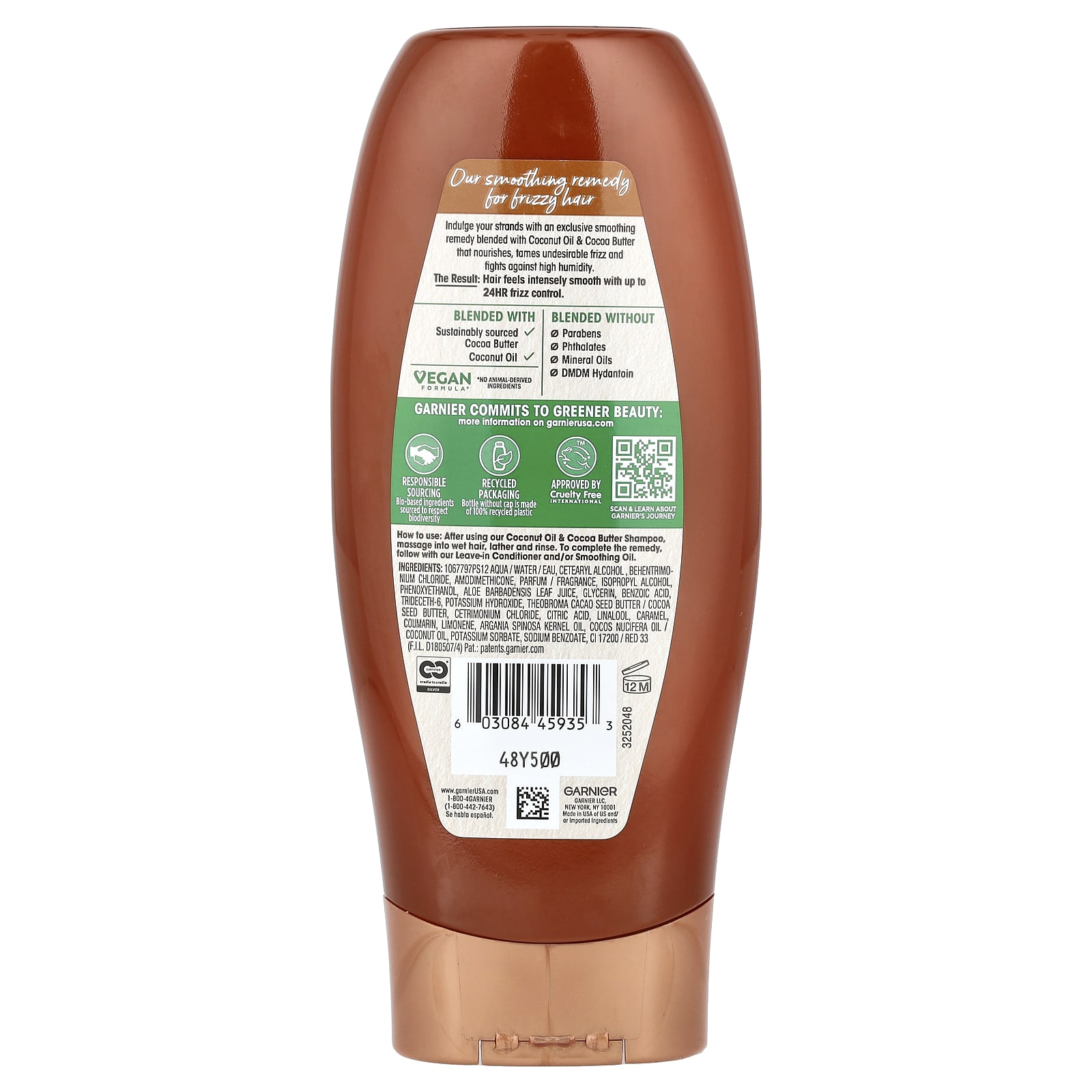 Кондиционер Garnier Whole Blends Smoothing Coconut Oil & Cocoa Butter, 370 мл — фото 2