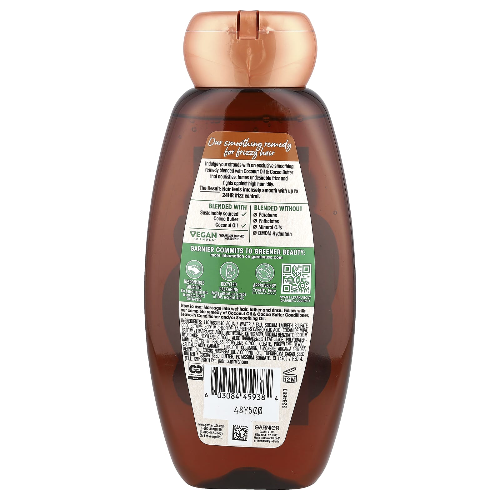 Шампунь Garnier Whole Blends Smoothing Coconut Oil & Cocoa Butter, 370 мл — фото 2
