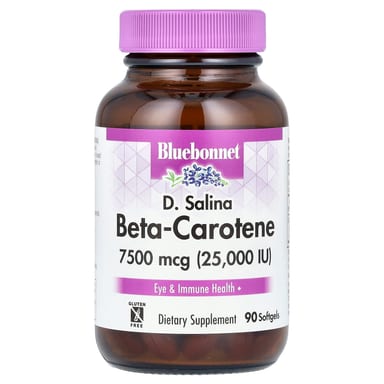 Бета-каротин Bluebonnet Nutrition D. Salina Beta-Carotene, 7500 мкг (25000 МЕ), 90 мягких капсул