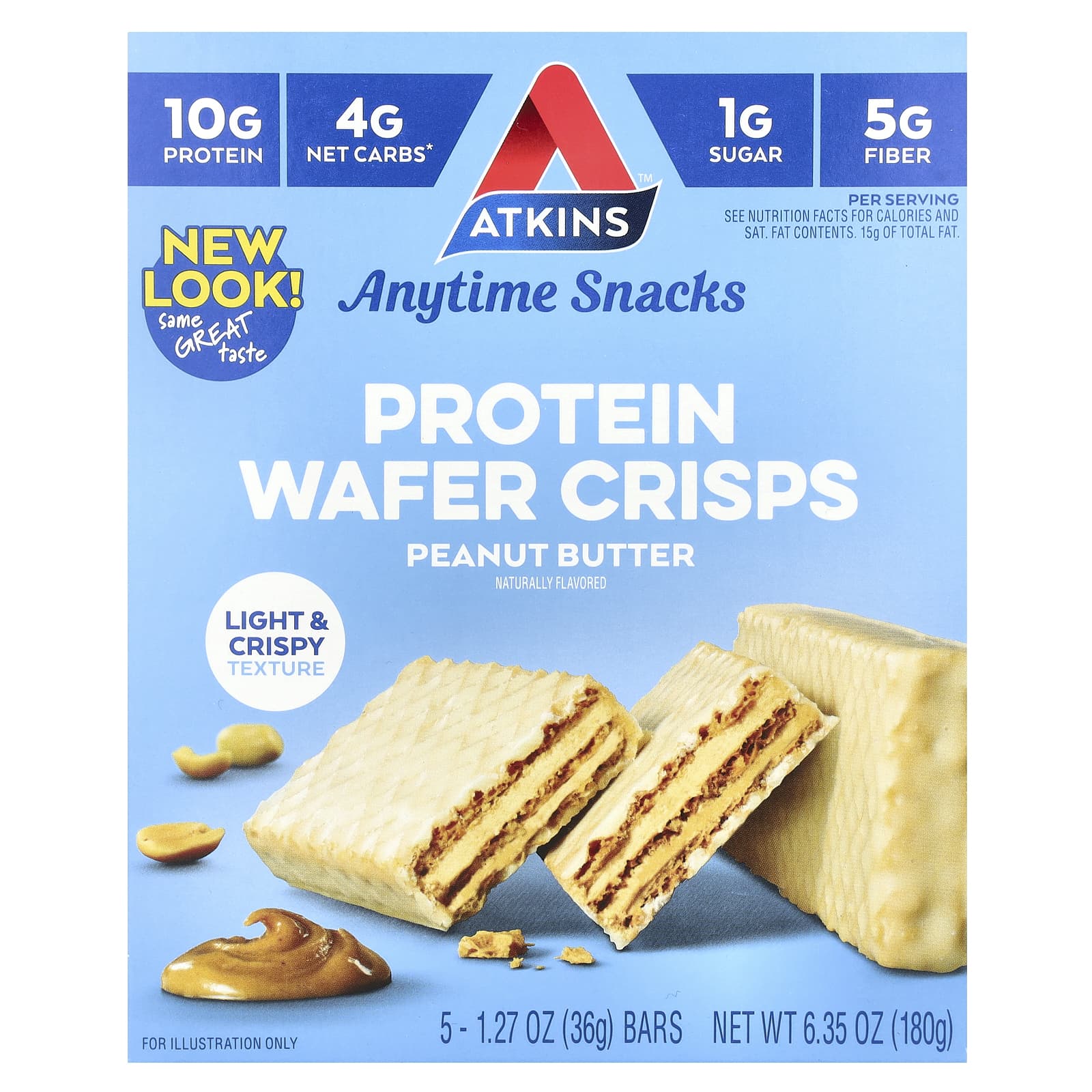 Арахисовая паста Atkins Anytime Snacks Protein Wafer Crisps 5 Bars, 36 г